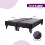 Base de cama dividida Fiorenza de 2 plazas en lino negro, 190 × 150 × 40 cm