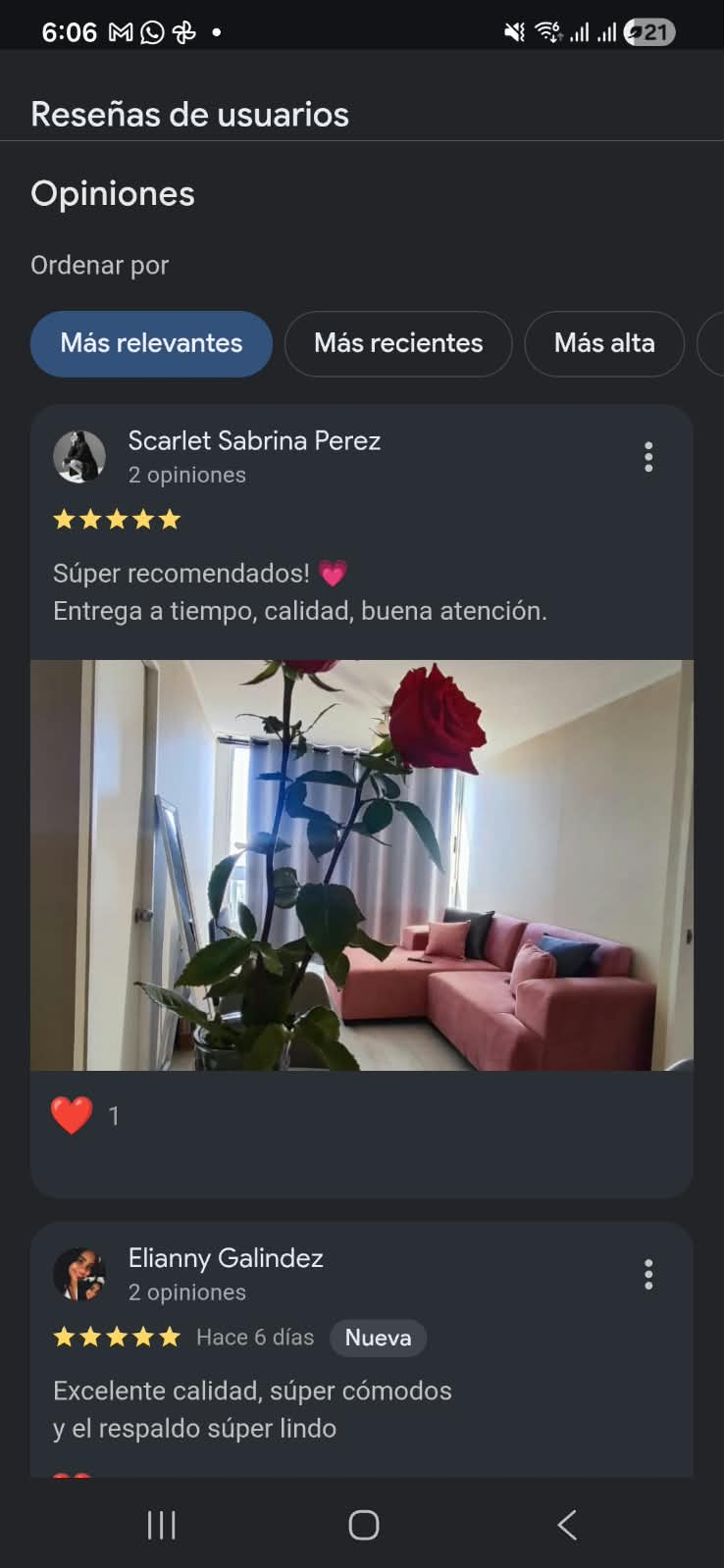 Reseña en Google de un cliente de Fiorenza, captura completa.